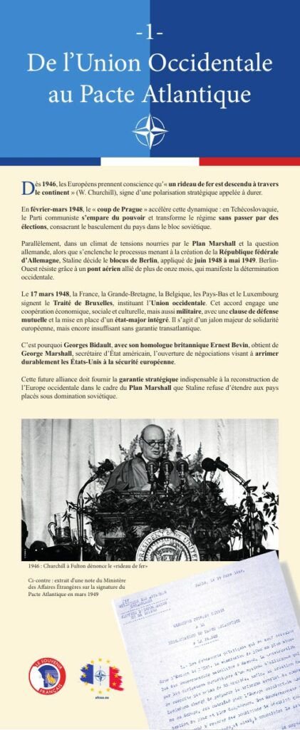 Panneau 1 de l'exposition : De l’Union occidentale au Pacte atlantique