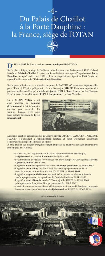 Panneau 4 de l'exposition : Du Palais de Chaillot à la Porte Dauphine : la France, siège de l’OTAN