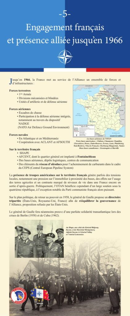 Panneau 5 de l'exposition : Engagement français et présence alliée jusqu’en 1966