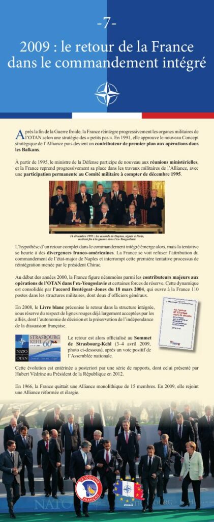 Panneau 7 de l'exposition : 2009 : le retour de la France dans le commandement intégré