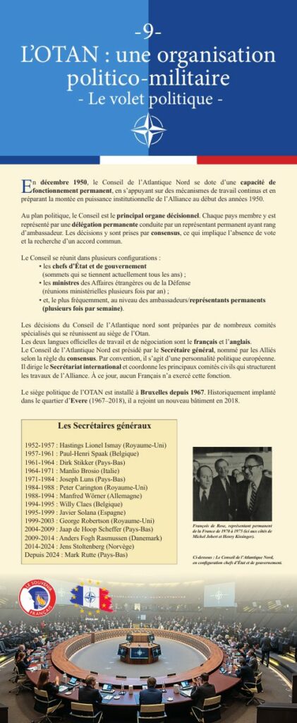 Panneau 9 de l'exposition : L’OTAN, une organisation politico-militaire : le volet politique